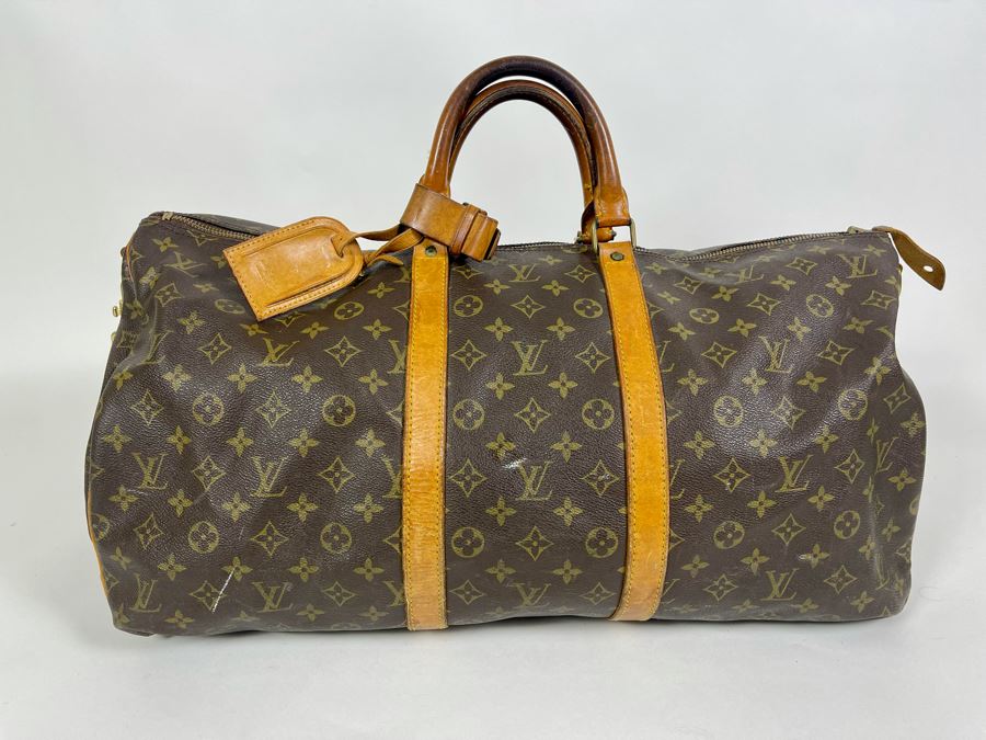 Authentic Vintage Louis Vuitton Duffel Bag Handbag - See Photos For Tear In Zipper (Zipper Works) [Photo 4]