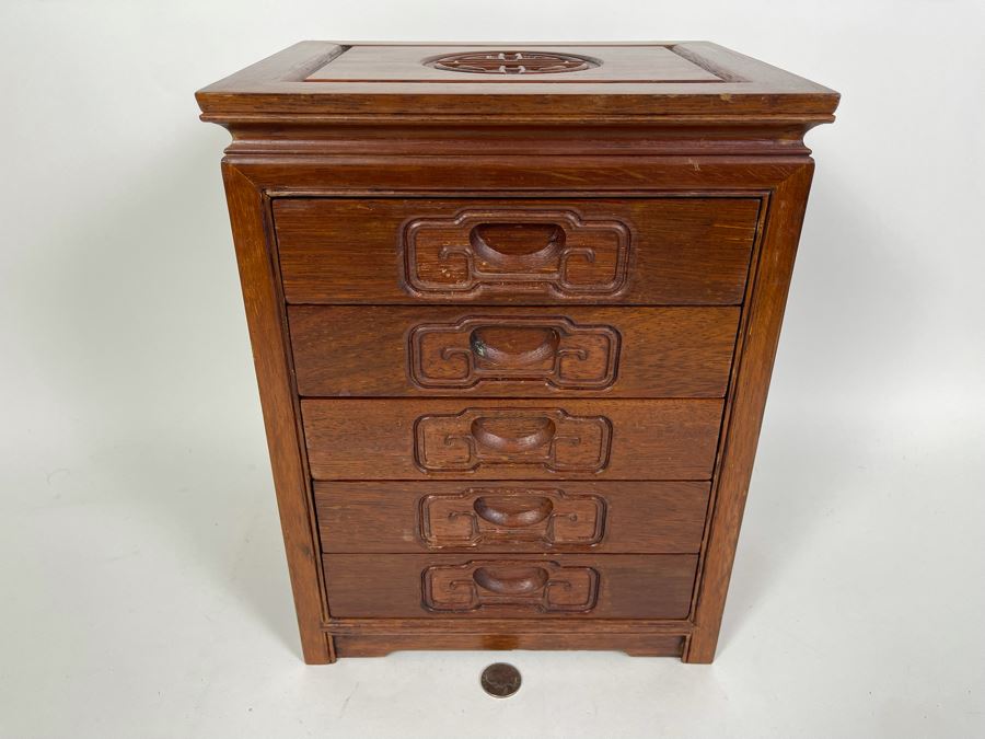 Chinese Wooden Jewelry Box 10W X 8D X 13H [Photo 3]