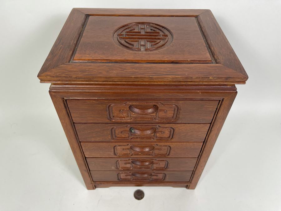 Chinese Wooden Jewelry Box 10W X 8D X 13H [Photo 4]