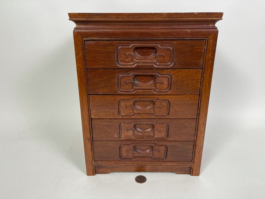 Chinese Wooden Jewelry Box 10W X 8D X 13H [Photo 2]