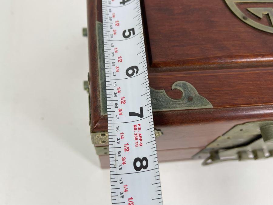 Vintage Chinese Jewelry Box With Brass Ornamentation 10W X 7D X 5.5H [Photo 12]