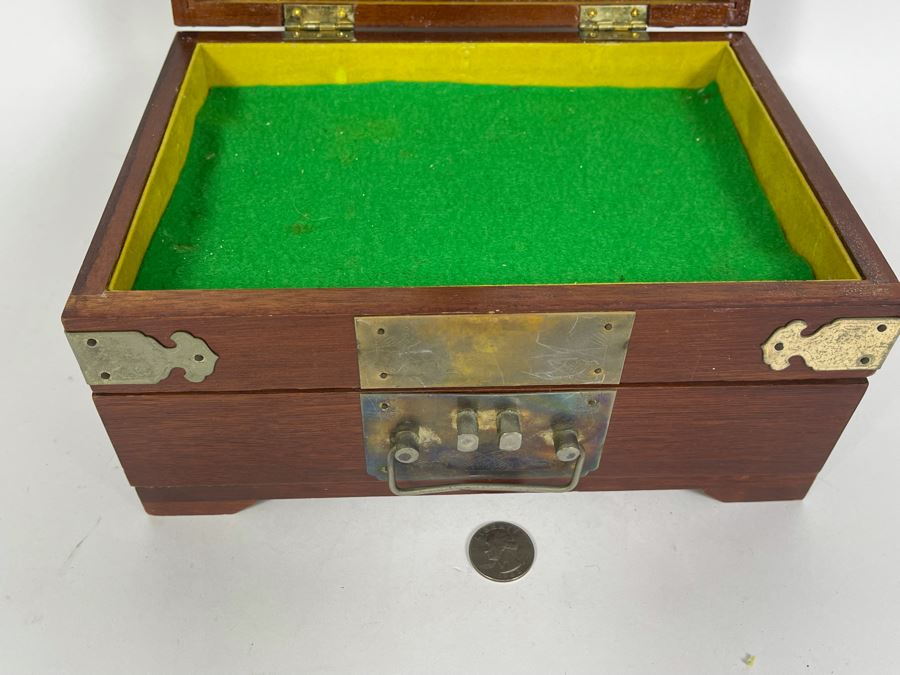 Vintage Chinese Jewelry Box With Brass Ornamentation 10W X 7D X 5.5H [Photo 9]