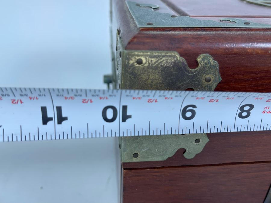 Vintage Chinese Jewelry Box With Brass Ornamentation 10W X 7D X 5.5H [Photo 11]