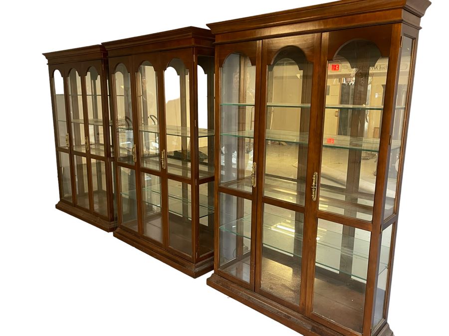 Set Of Three Wooden Display Curio Cabinets By Philip Reinisch