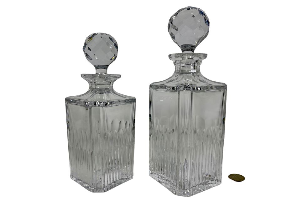 Pair Of Crystal Liquor Decanters 9H And 10H