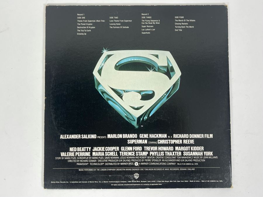 Vintage Original Superman The Movie Sound Track Vinyl Record 2 Records