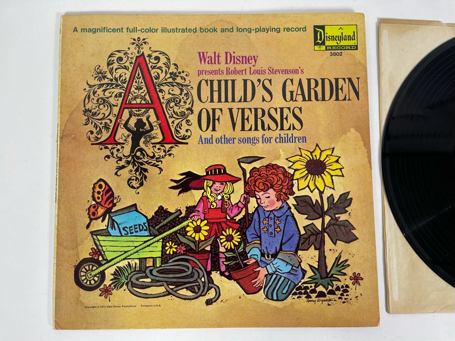 Vintage Disneyland Record Walt Disney Presents Robert Louis Stevenson's Child's Garden Of Verses With Illustrated Book [Photo 2]