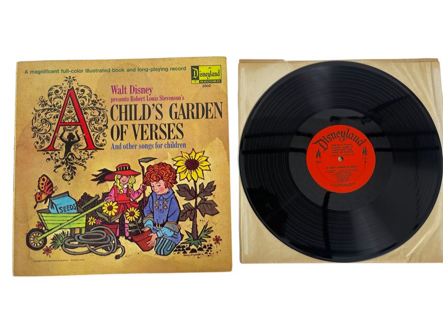 Vintage Disneyland Record Walt Disney Presents Robert Louis Stevenson's Child's Garden Of Verses With Illustrated Book [Photo 1]