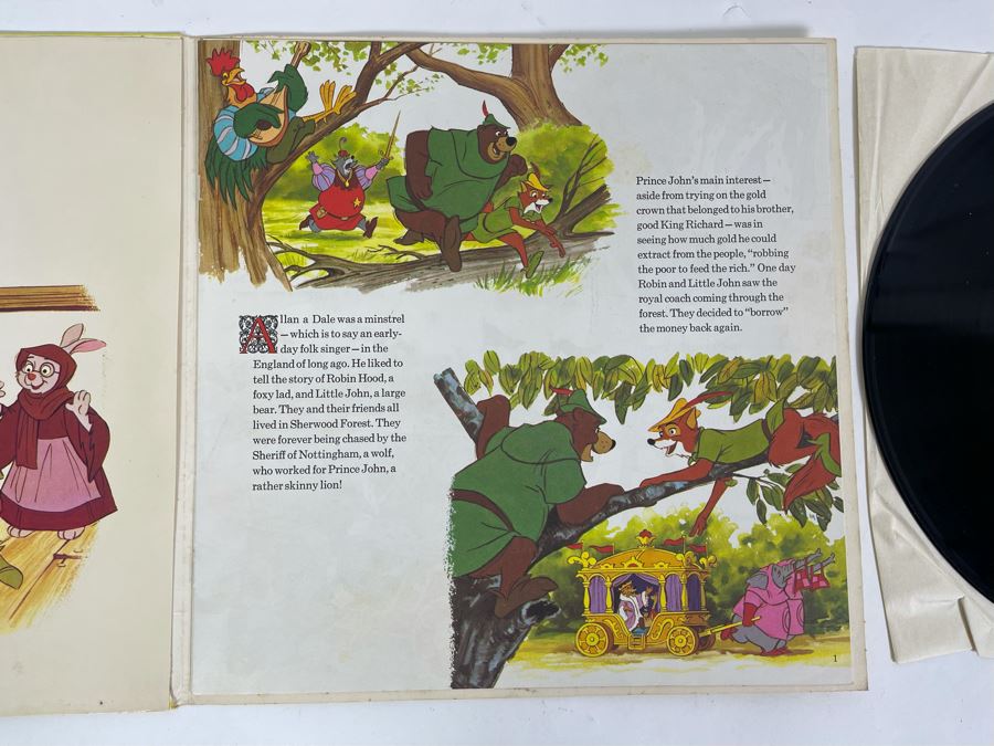 Vintage Disneyland Record Walt Disney Story And Songs From Robin Hood With Illustrated Book [Photo 5]