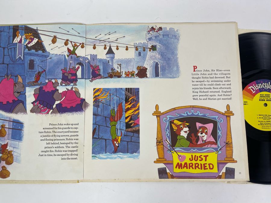Vintage Disneyland Record Walt Disney Story And Songs From Robin Hood With Illustrated Book [Photo 6]