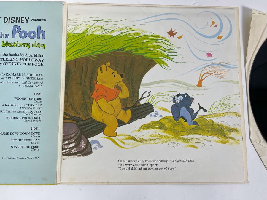 Vintage Disneyland Record Walt Disney Presents Winnie The Pooh And The Blustery Day With Illustrated Book [Photo 5]