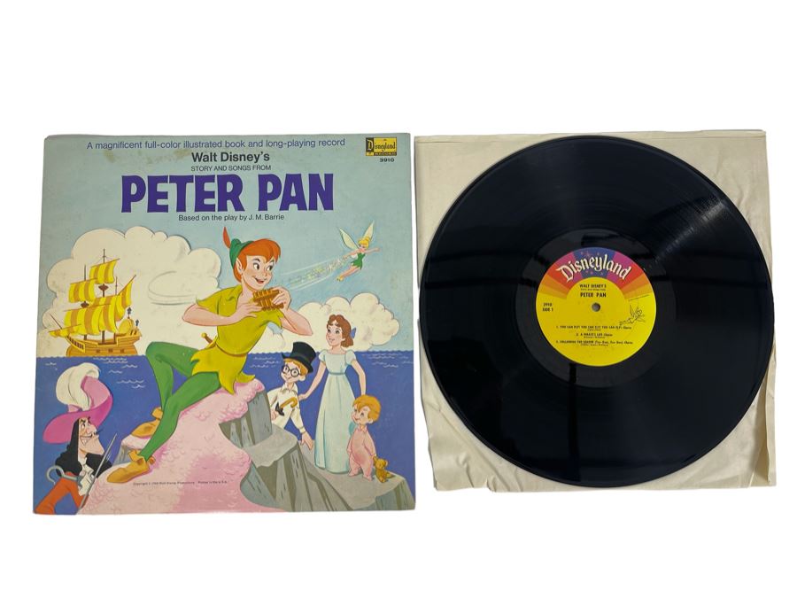 Vintage Disneyland Record Walt Disney Story and Songs From Peter Pan With Illustrated Book