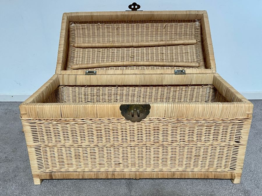 Vintage Woven Wicker Domed Trunk 31W X 16D X 19H [Photo 6]
