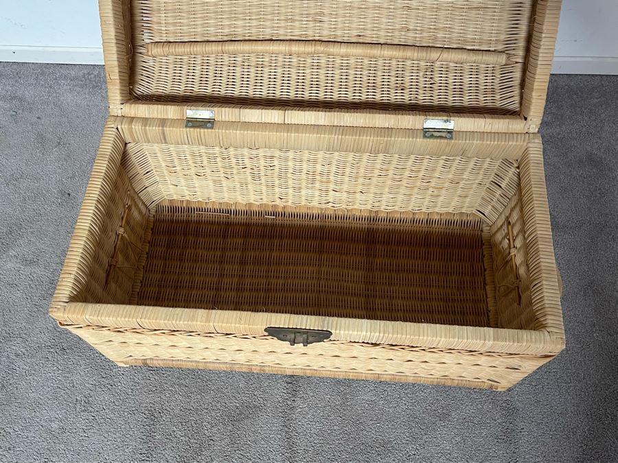 Vintage Woven Wicker Domed Trunk 31W X 16D X 19H [Photo 7]