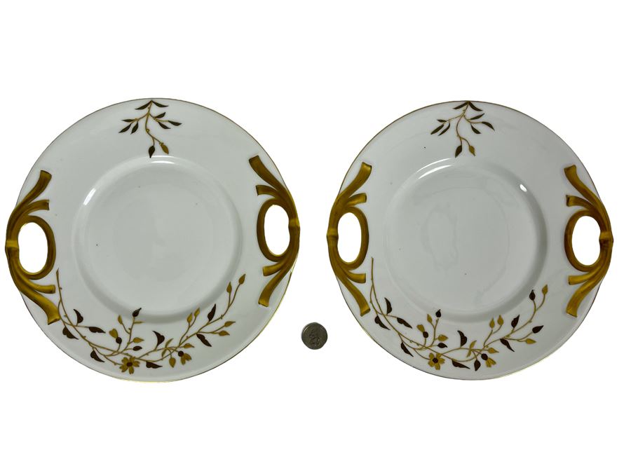 Pair Of Handled French Limoges Plates AK 10W [Photo 1]