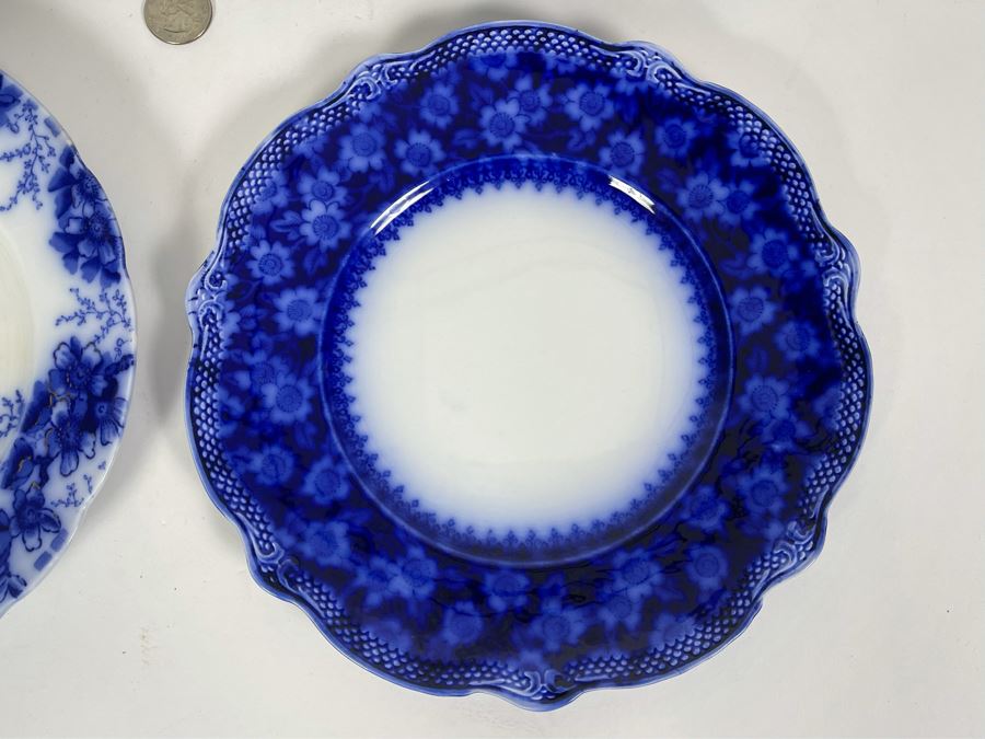 Set Of Four Flow Blue English Plates Apx 9R [Photo 7]
