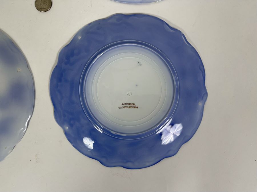 Set Of Four Flow Blue English Plates Apx 9R [Photo 10]