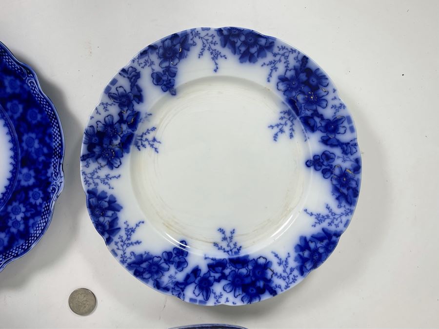 Set Of Four Flow Blue English Plates Apx 9R [Photo 6]