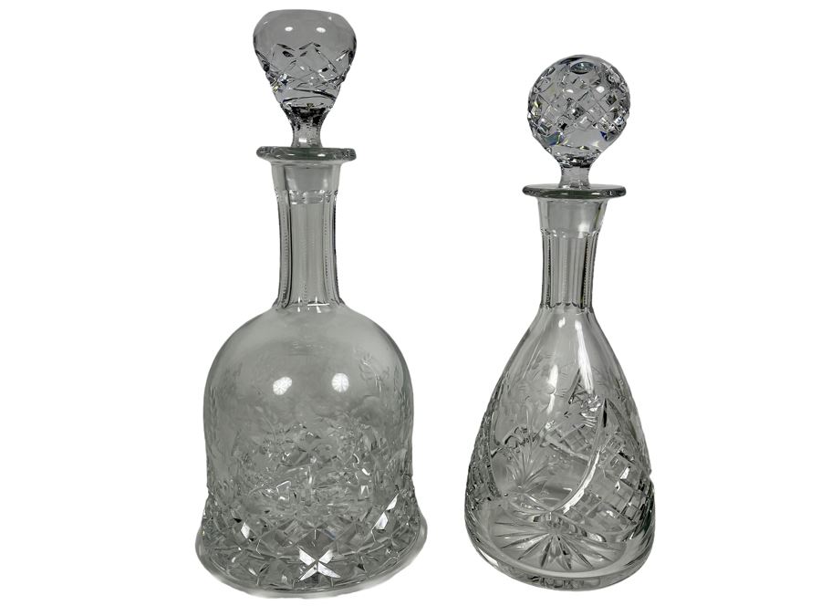 Pair Of Crystal Liquor Decanters 11H And 11.5H [Photo 1]