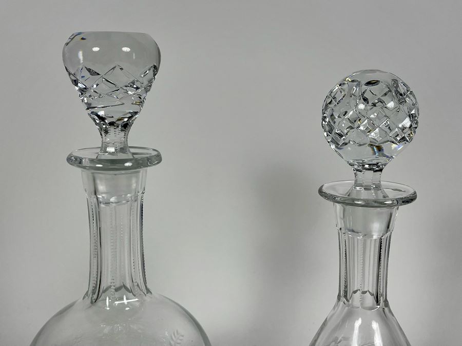 Pair Of Crystal Liquor Decanters 11H And 11.5H [Photo 5]