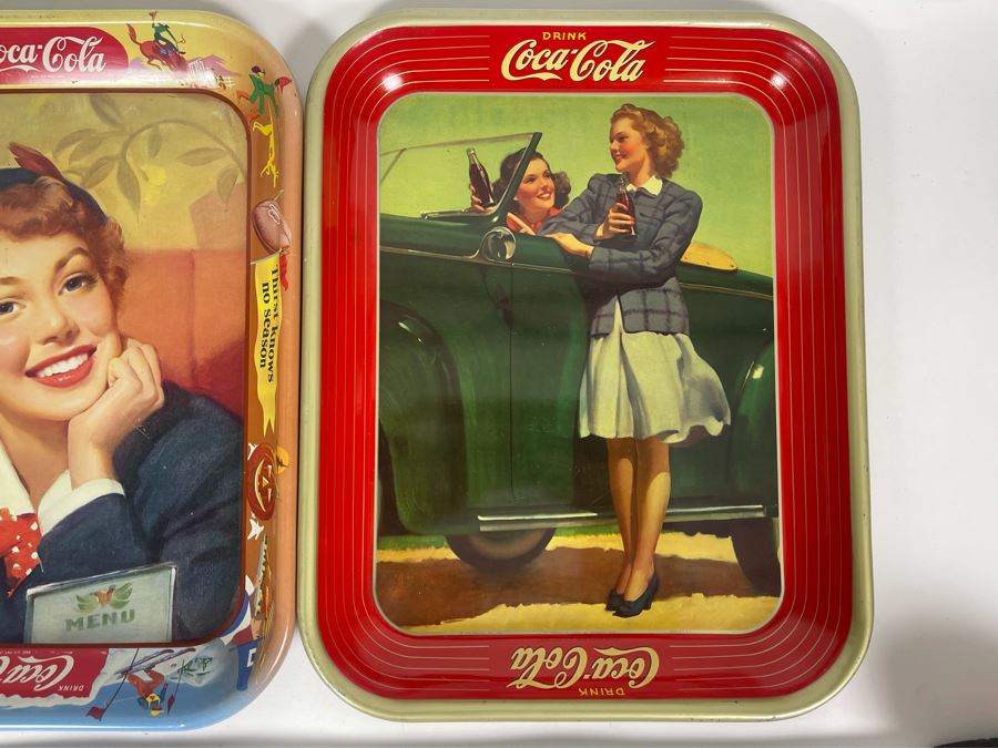 Three Vintage Coca-Cola Tin Litho Trays In Great Condition 10.5 X 13 [Photo 4]