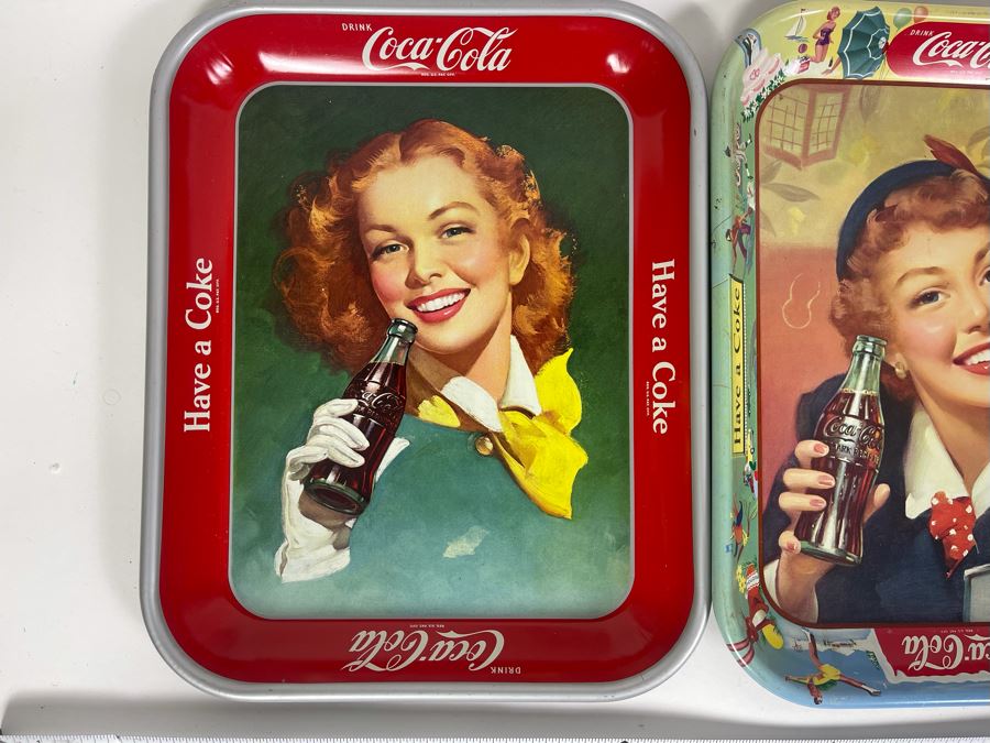 Three Vintage Coca-Cola Tin Litho Trays In Great Condition 10.5 X 13 [Photo 3]