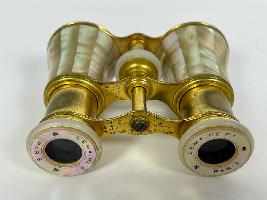 Vintage Brass Mother Of Pearl LeMaire Paris Opera Glasses [Photo 3]