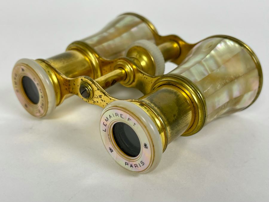 Vintage Brass Mother Of Pearl LeMaire Paris Opera Glasses [Photo 4]