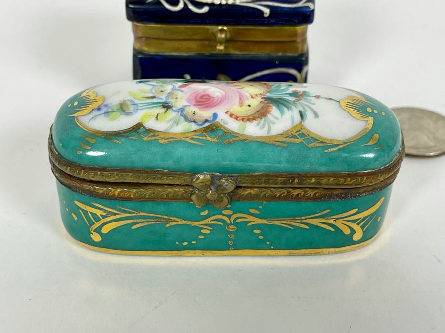 Pair Of Hand Painted Vintage English Porcelain Boxes [Photo 4]