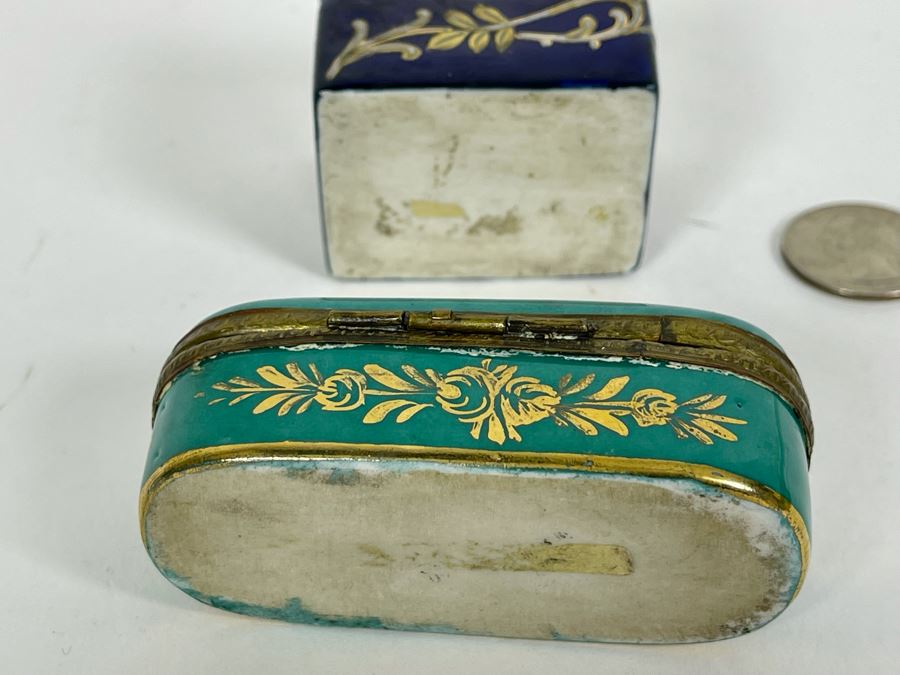 Pair Of Hand Painted Vintage English Porcelain Boxes [Photo 9]