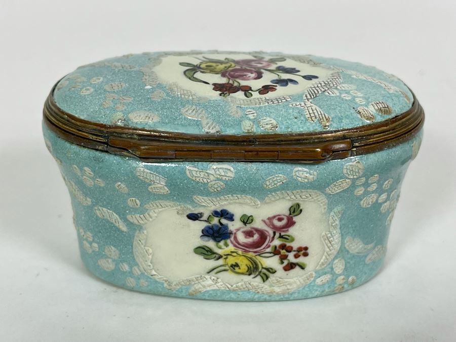 Antique English Hand Painted Enamel Box 3W X 2D X 2H [Photo 5]