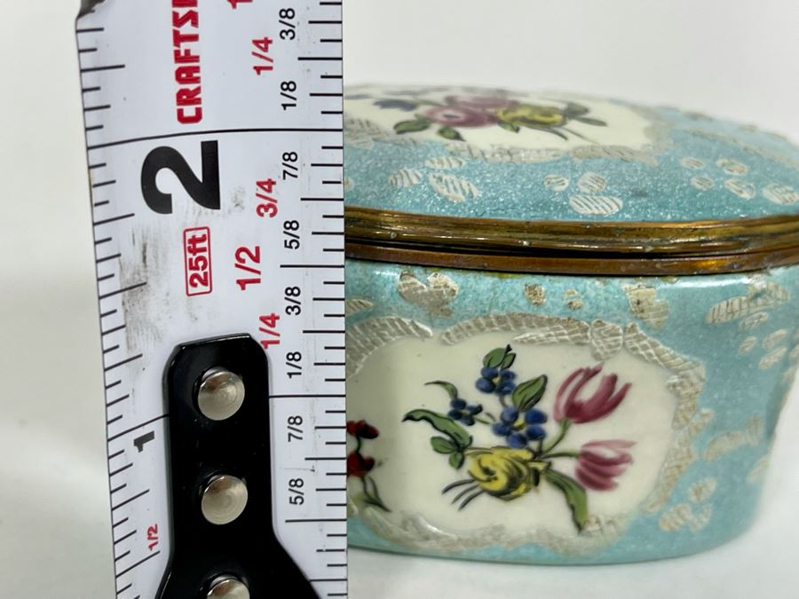 Antique English Hand Painted Enamel Box 3W X 2D X 2H [Photo 11]