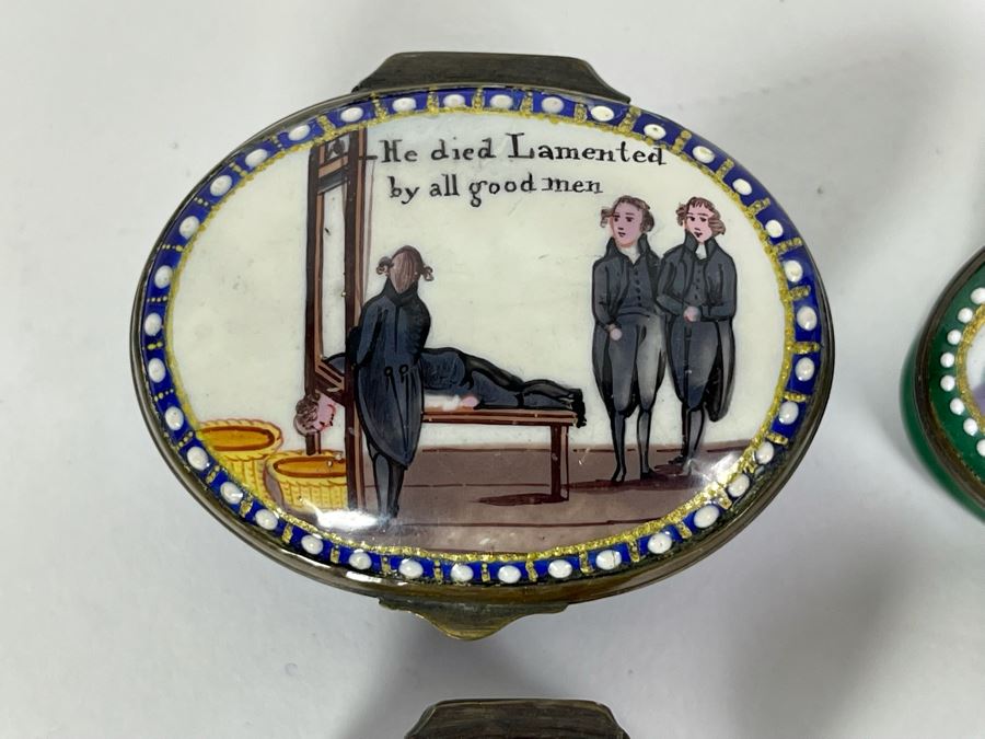 Collection Of Four Antique English Hand Painted Enamel Boxes [Photo 4]