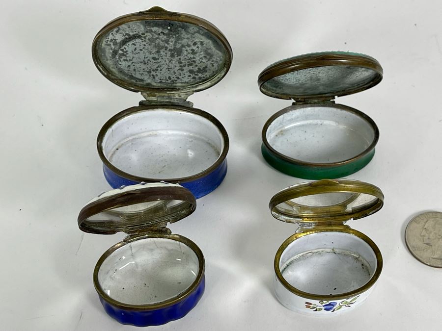Collection Of Four Antique English Hand Painted Enamel Boxes [Photo 9]
