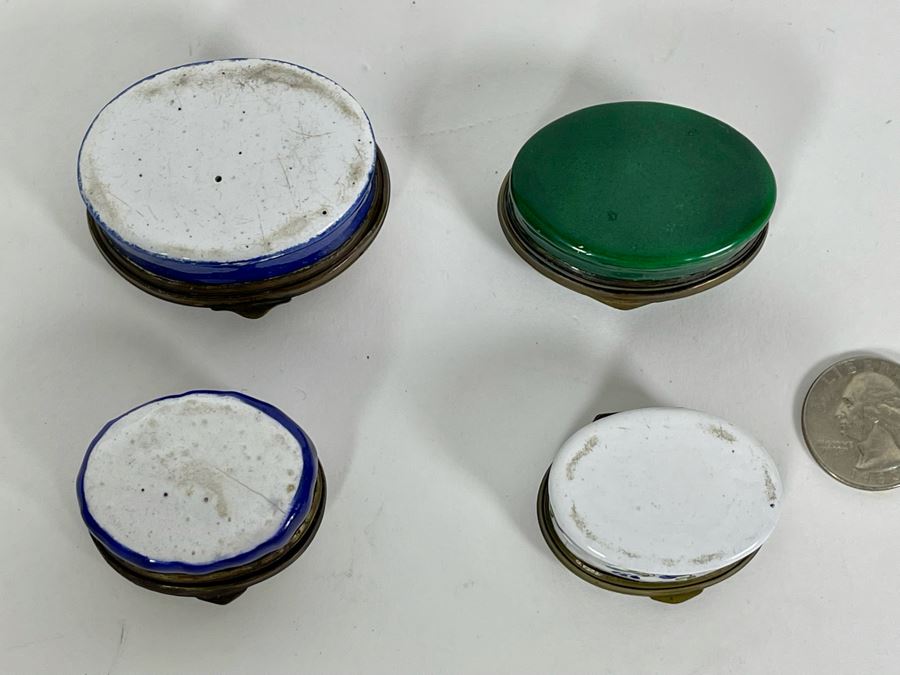 Collection Of Four Antique English Hand Painted Enamel Boxes [Photo 11]