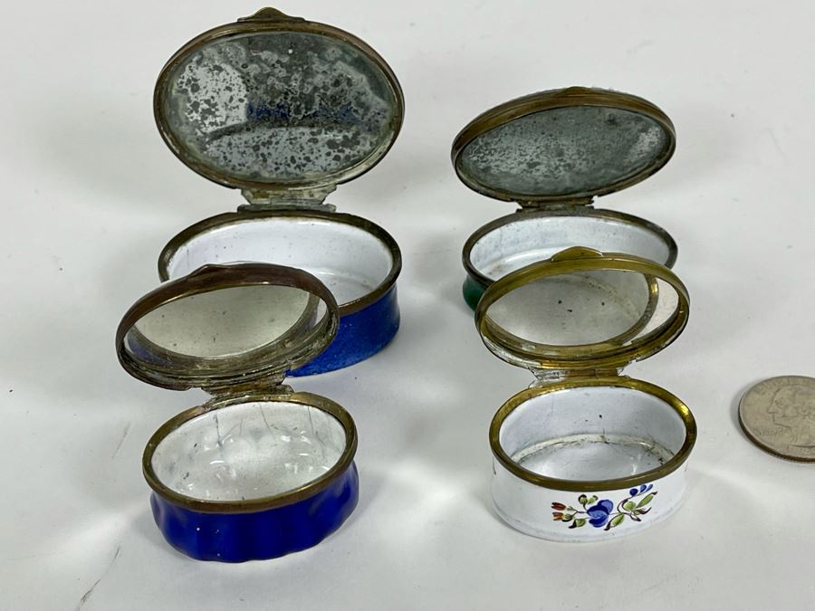 Collection Of Four Antique English Hand Painted Enamel Boxes [Photo 10]