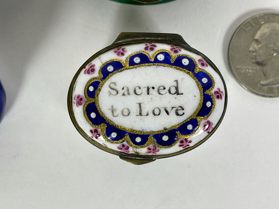 Collection Of Four Antique English Hand Painted Enamel Boxes [Photo 6]