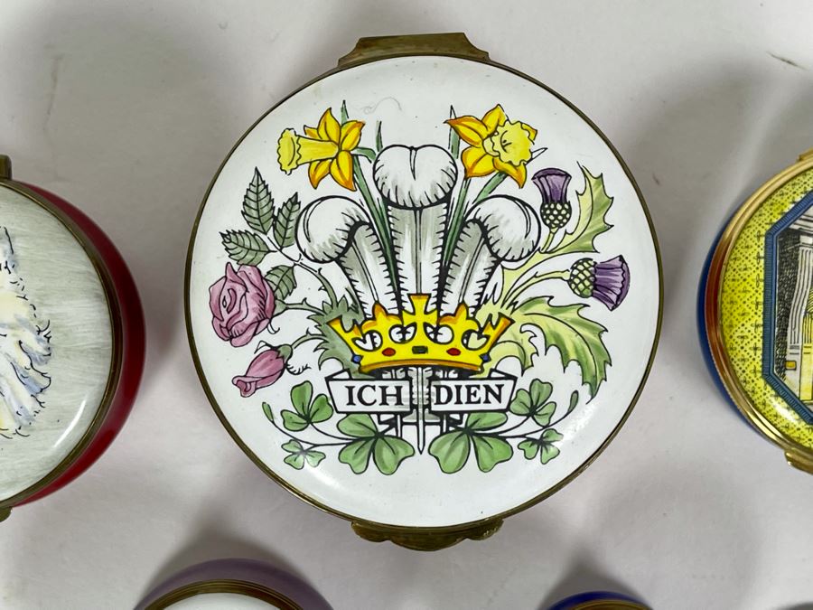 Collection Of Five Vintage English Enamel Boxes From Halcyon Days And Crummles [Photo 5]