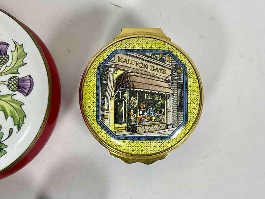 Collection Of Five Vintage English Enamel Boxes From Halcyon Days And Crummles [Photo 7]