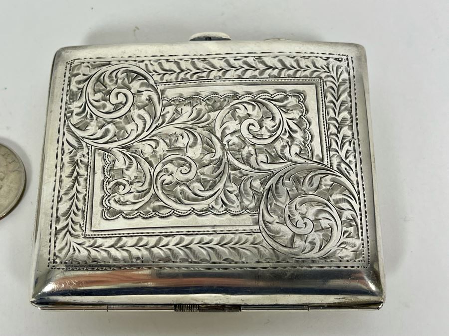 Vintage English Silver Hallmarked Cigarette Case 79g [Photo 3]