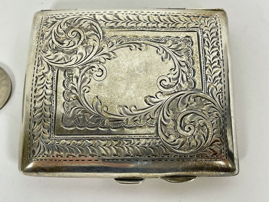 Vintage English Silver Hallmarked Cigarette Case 79g [Photo 5]