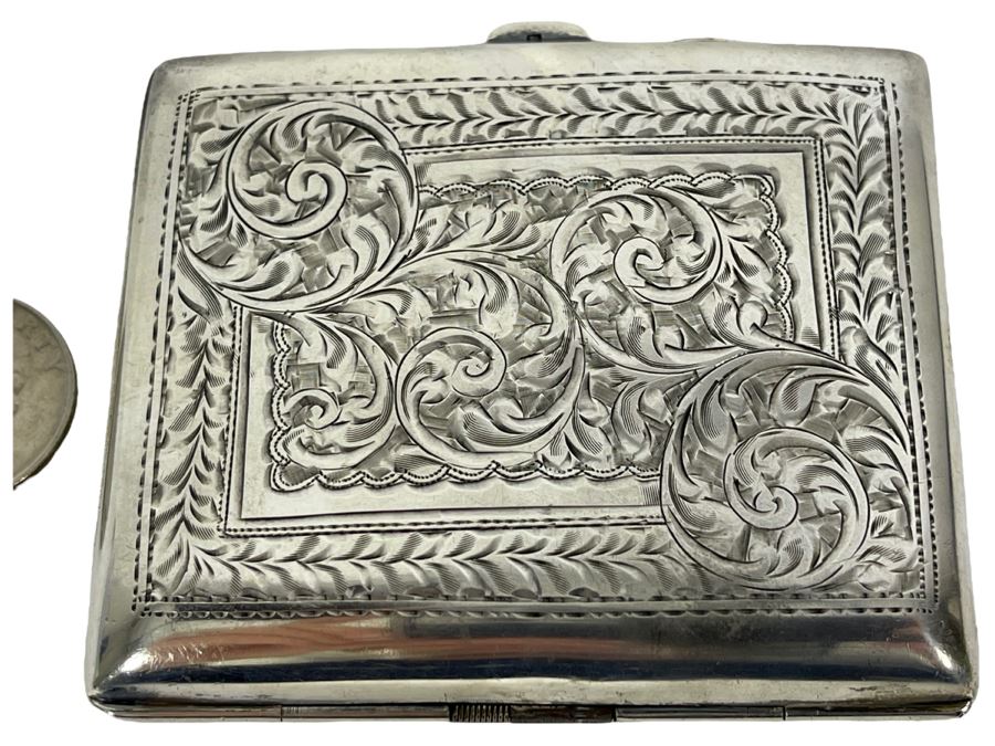 Vintage English Silver Hallmarked Cigarette Case 79g [Photo 1]