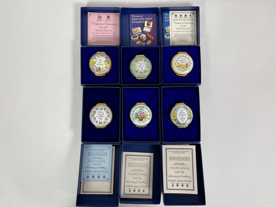 Six Halcyon Days Enamel Mother's Day Boxes With Original Boxes [Photo 3]