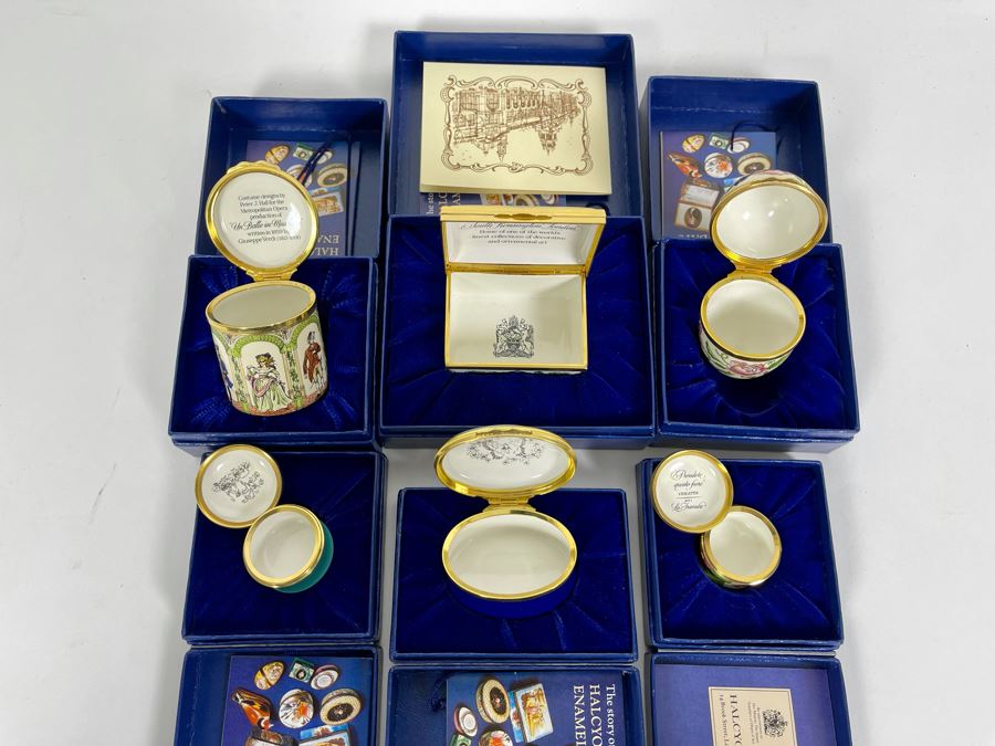 Six Halcyon Days Enamel Boxes With Original Boxes Including Limited Edition Bilston Enamel The Victoria & Albert Museum Box 148 Of 350 [Photo 10]