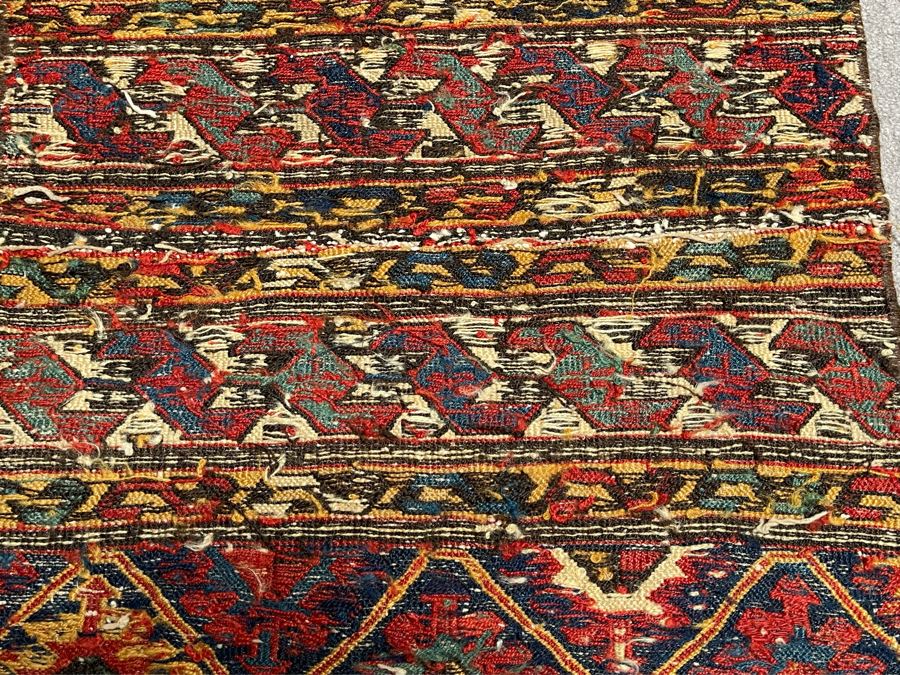 Vintage Hand Woven Wool Prayer Rug Made In Iran 23 X 43 (Note Middle Of Rug Has Hole From Wear - See Photos) [Photo 16]