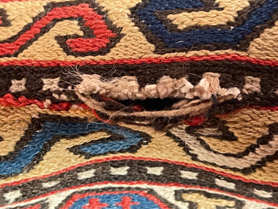 Vintage Hand Woven Wool Prayer Rug Made In Iran 23 X 43 (Note Middle Of Rug Has Hole From Wear - See Photos) [Photo 10]
