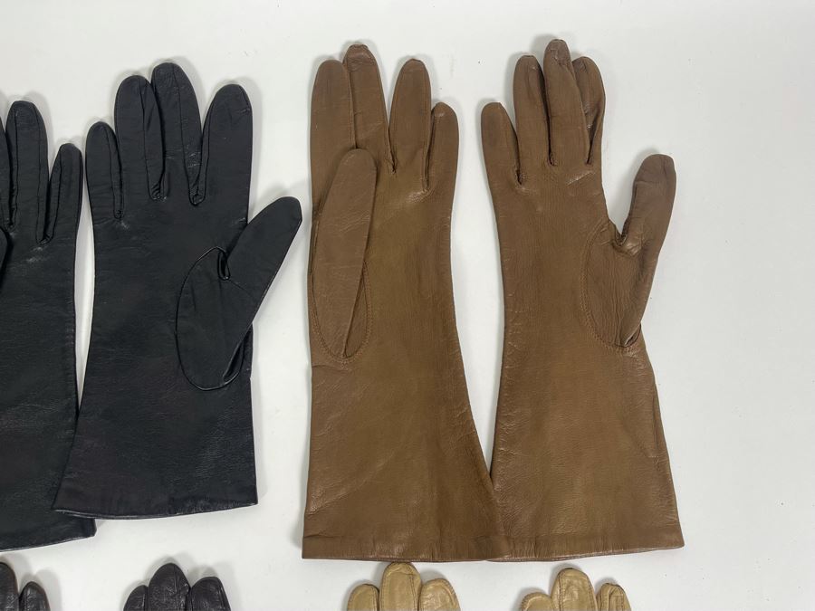 Seven Pairs Of Women's Leather Gloves Some French Size 6 1/2 [Photo 8]
