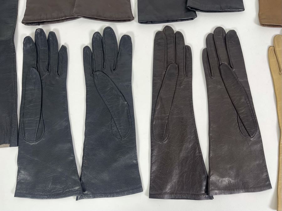 Seven Pairs Of Women's Leather Gloves Some French Size 6 1/2 [Photo 5]