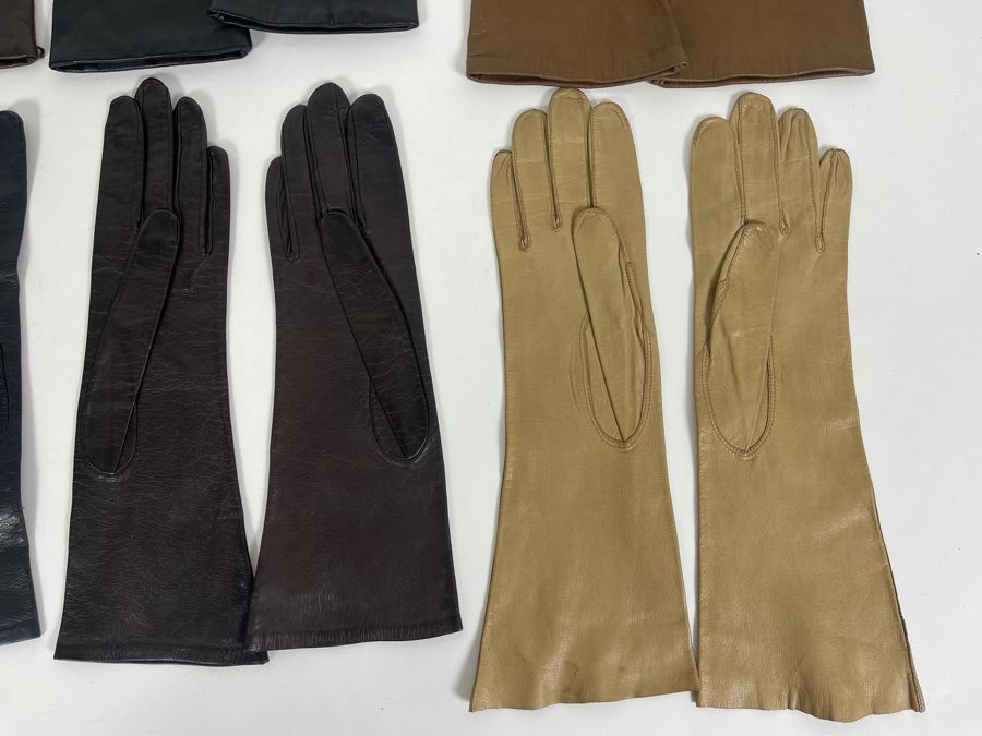 Seven Pairs Of Women's Leather Gloves Some French Size 6 1/2 [Photo 4]