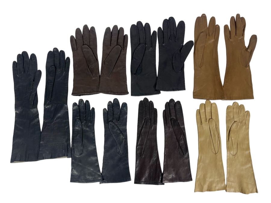 Seven Pairs Of Women's Leather Gloves Some French Size 6 1/2 [Photo 1]